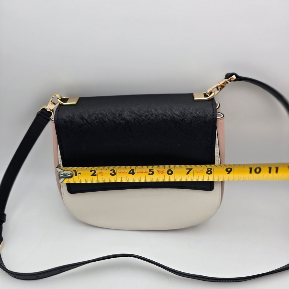Kate Spade New York Colorblock Saffiano Leather Crossbody Bag Black Cream Pink - Picture 3 of 11